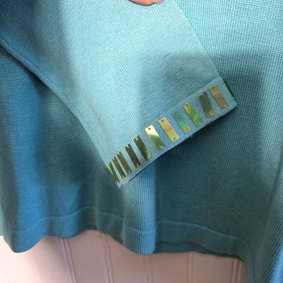 Y2K Silk Blend Large Coastal Grandma Embellished Top Deadstock Holiday - Picture 6 of 9